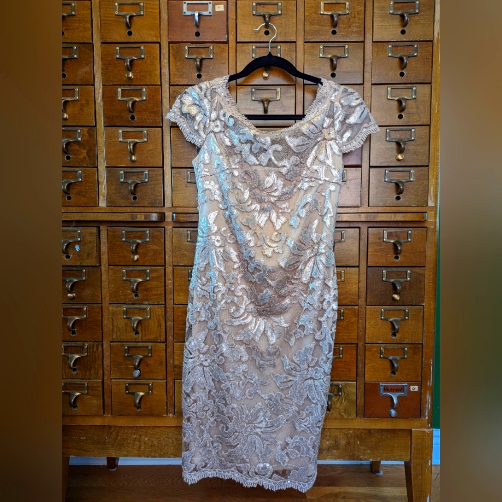 Calvin Klein Tan Sequin Dress Size 4